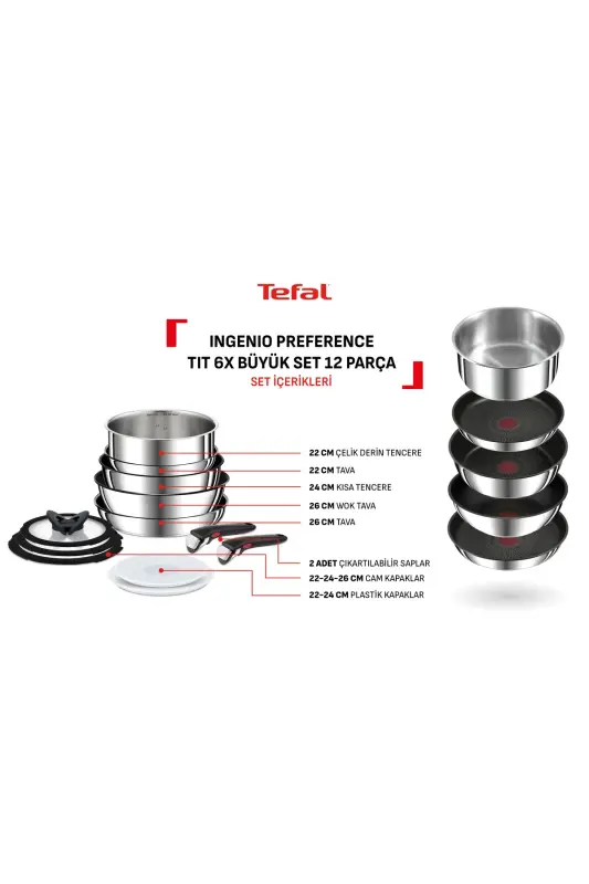 Ingenio Preference Титан 6x Большой Набор 12 предметов - TEFAL