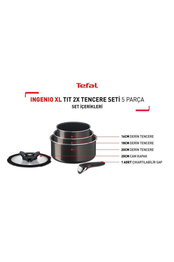 Ingenio Xl Titanium 1x Pot Set 5 Pieces - 8