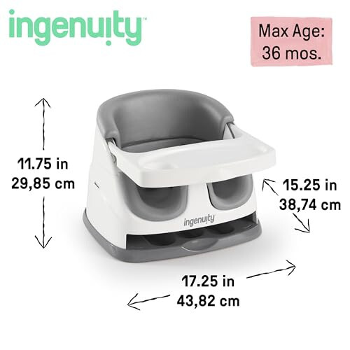 Ingenuity Baby Base 2-in-1 Booster Oziqlantirish va Polga O'rnatish Stulchagi O'z-o'zidan Saqlanadigan Toshlar bilan - Slanets - 48