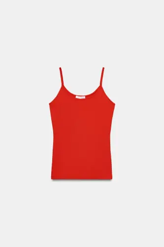 INGICHKA BOG'LIÇ POLIAMIDLI T-SHIRT-Marjon qizil - 6