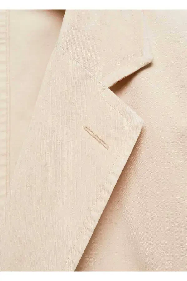 Ingichka kesilgan zig‘ir-paxta aralashmasi blazer ko‘ylagi - 5