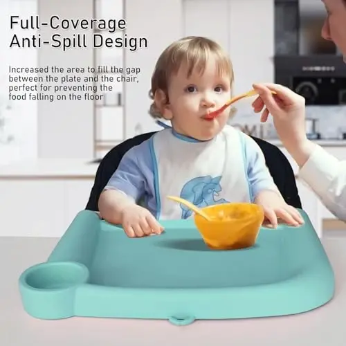Baby Dining Tray Compatible with Inglesina Fast Table Chair Silicone Baby Feeding Tray for Clip-On Fast Table Chair Dishwasher Safe BPA Free Silicone Removable Dining Tray Accessory -Light Blue - 4