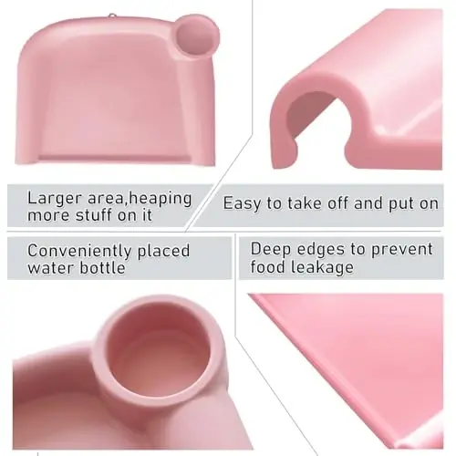Baby Dining Tray Compatible with Inglesina Fast Table Chair Silicone Baby Dining Tray for Clip-On Fast Table Chair Dishwasher Safe BPA Free Silicone Removable Dining Tray Accessory -Deep Pink - 3