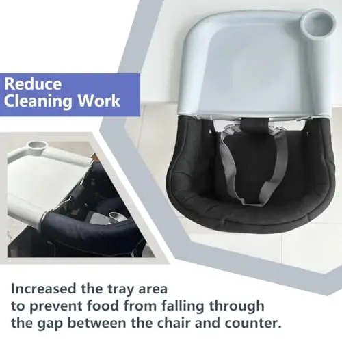 Silicone Baby Dining Tray Compatible with Inglesina Fast Table Chair & Other Hook-On High Chairs,Portable Clip-On Fast Table Chair Baby Tray, Dishwasher Safe & BPA Free (Upgraded Gray) - 5