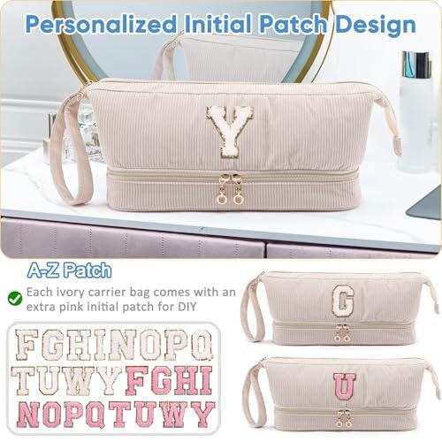 Initial Personalized Hair Dryer Case, Double-Layer Hair Tools Travel Carrying Case for Shark FlexStyle/SmoothStyle with Hair Dryer Bag - Hair Air Wrap Dryer Case Flat Curling Iron Travel Organizer - 2