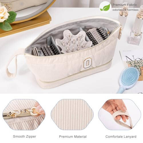 Initial Personalized Hair Dryer Case, Double-Layer Hair Tools Travel Carrying Case for Shark FlexStyle/SmoothStyle with Hair Dryer Bag - Hair Air Wrap Dryer Case Flat Curling Iron Travel Organizer - 4