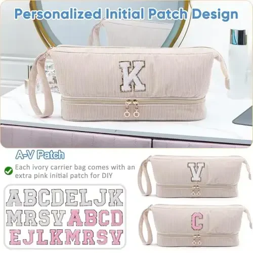 Initial Personalized Hair Dryer Case, Double-Layer Hair Tools Travel Carrying Case for Shark FlexStyle/SmoothStyle with Hair Dryer Bag - Hair Air Wrap Dryer Case Flat Curling Iron Travel Organizer - 3