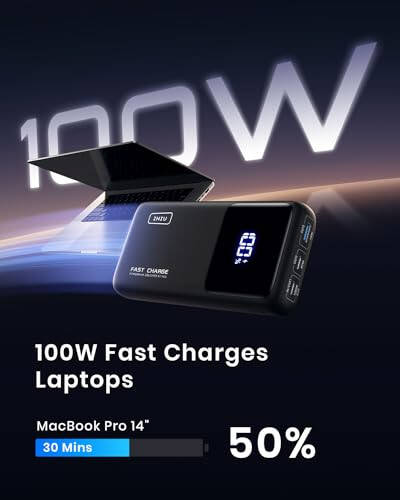 INIU Power Bank, 25000mAh 100W USB C Laptop Taşınabilir Şarj Cihazı, PD QC Hızlı Şarj 3 Çıkışlı Harici Pil Paketi Laptop MacBook Dell XPS iPad Tablet Steam Deck iPhone 15 14 13 Pro Samsung S22 vb için - 7