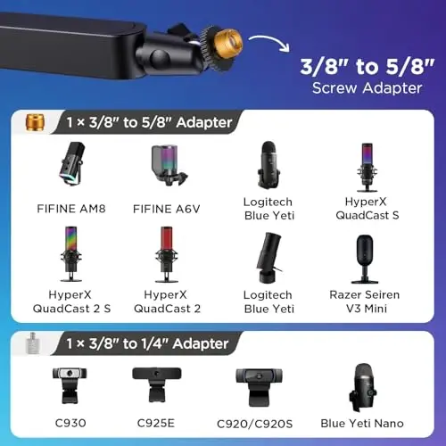 InnoGear 2026 Upgraded Microphone Boom Arm, Magnetic Cable Management Low Profile Mic Stand 360° Rotatable Desk Mount for Fifine AM8 K669B Blue Yeti HyperX QuadCast SoloCast AT2020, Black - 2