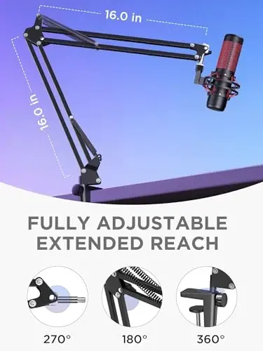 InnoGear Boom Arm Microphone Mic Stand for Blue Yeti HyperX QuadCast SoloCast Snowball Fifine Shure SM7B and other Mic, Large - 3