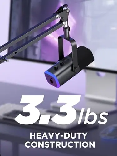 InnoGear Boom Arm Mikrofon stendi Blue Yeti HyperX QuadCast SoloCast Snowball Fifine Shure SM7B va boshqa mikrofonlar uchun, O'rta - 4