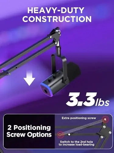 InnoGear Boom Arm Mikrofon stendi Blue Yeti HyperX QuadCast SoloCast Snowball Fifine Shure SM7B va boshqa mikrofonlar uchun, O'rta - 3