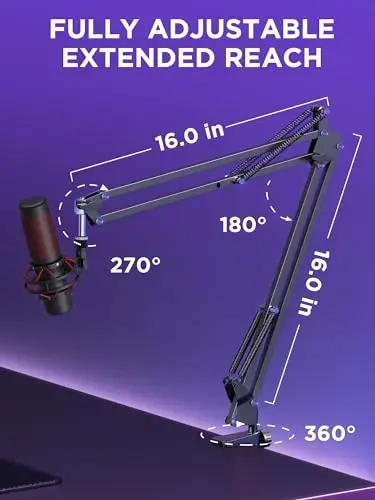 InnoGear Boom Arm Microphone Mic Stand for Blue Yeti HyperX QuadCast SoloCast Snowball Fifine Shure SM7B and other Mic, Large - 5