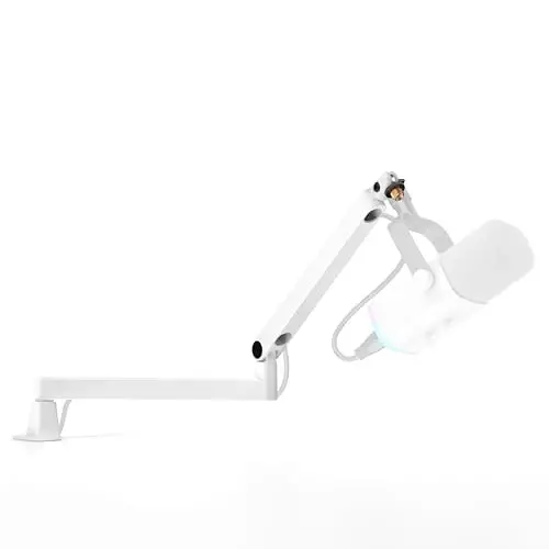 InnoGear Low Profile Mic Arm Boom Arm Microphone Stand Desk Mount, White | Multiple Adapters, 3.3 lb Weight Capacity, Fit Blue Yeit Nano, Vibration Resistant, Adjustable Angle - 1