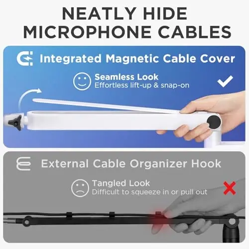 InnoGear Low Profile Mic Arm Boom Arm Microphone Stand Desk Mount, White | Multiple Adapters, 3.3 lb Weight Capacity, Fit Blue Yeit Nano, Vibration Resistant, Adjustable Angle - 4
