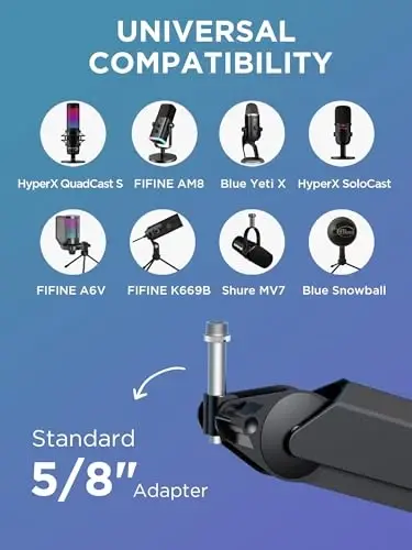 InnoGear Mic Arm Microphone Boom Arm Cable Management for Blue Yeti FIFINE | Desk Mount, Built-in Cable Channel, Extendable, Work with Shure, 3.5 lb Weight Capacity, Heavy-Duty, Easy-to-attach Clamp - 3