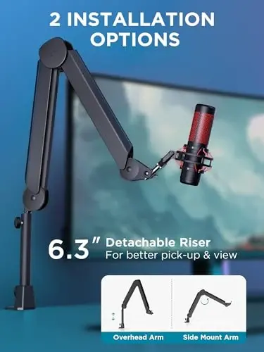 InnoGear Mic Arm Microphone Boom Arm Cable Management for Blue Yeti FIFINE | Desk Mount, Built-in Cable Channel, Extendable, Work with Shure, 3.5 lb Weight Capacity, Heavy-Duty, Easy-to-attach Clamp - 5