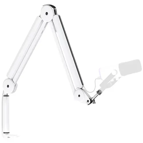InnoGear Mic Arm Microphone Boom Arm Cable Management for Blue Yeti, White | Desk Mount, for Shure Fifine, Professional Appearance, Extendable, Horizontal Reach 32.3