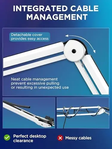 InnoGear Mic Arm Microphone Boom Arm Cable Management for Blue Yeti, White | Desk Mount, for Shure Fifine, Professional Appearance, Extendable, Horizontal Reach 32.3