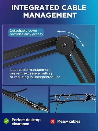 InnoGear Mic Boom Arm Microphone Stand Kablo Yönetimli Mikrofon Tutucu Blue Yeti FIFINE AM8 K669B HyperX QuadCast S SoloCast AT2020 Shure SM7B MV7 ва Бошқа Микрофонлар Учун - 2