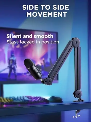 InnoGear Mic Boom Arm Microphone Stand Cable Management for Blue Yeti FIFINE AM8 K669B HyperX QuadCast S SoloCast AT2020 Shure SM7B MV7 and Other Microphone - 1