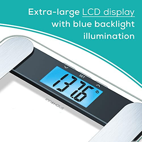 innoHaus Body Fat Analyzer Scale Bmi, Multi-User & Recognition, Digital Weight Scale, XL LCD Illuminated Display, ABF220, Silver - 3