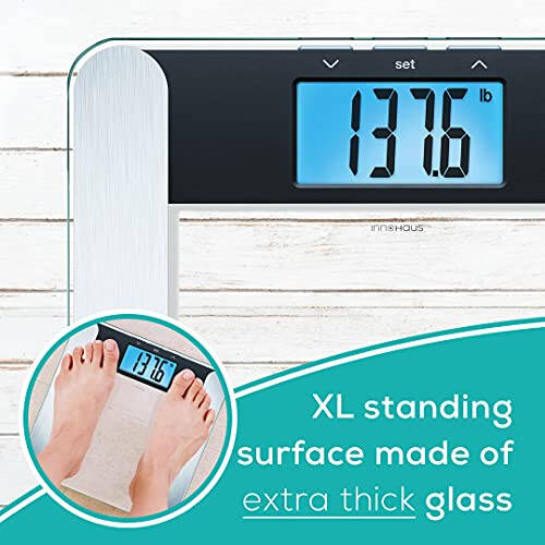 innoHaus Body Fat Analyzer Scale Bmi, Multi-User & Recognition, Digital Weight Scale, XL LCD Illuminated Display, ABF220, Silver - 4