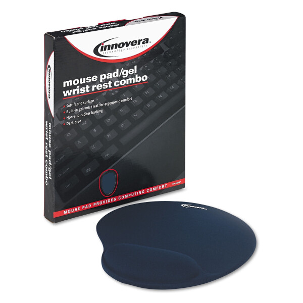 Innovera IVR50447 10-3/8 in. x 8-7/8 in. Nonskid Base, Mouse Pad with Gel Wrist Pad - Blue - 4