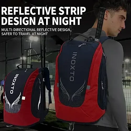 INOXTO 40L Tennis Backpack for Men & Women, Large Pickleball Bag With Independent Shoe Storage, Waterproof & Breathable, Holds 2 Tennis Rackets for Badminton, Travel & Camping - 6