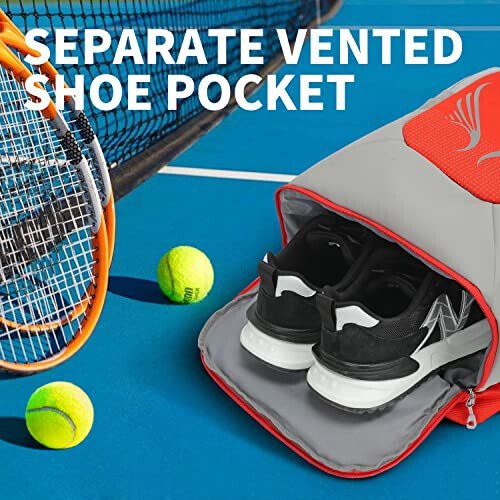 INOXTO 40L Tennis Backpack for Men & Women, Large Pickleball Bag With Independent Shoe Storage, Waterproof & Breathable, Holds 2 Tennis Rackets for Badminton, Travel & Camping - 5