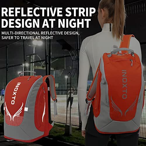 INOXTO 40L Tennis Backpack for Men & Women, Large Pickleball Bag With Independent Shoe Storage, Waterproof & Breathable, Holds 2 Tennis Rackets for Badminton, Travel & Camping - 6