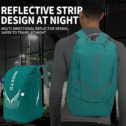 INOXTO 40L Tennis Backpack for Men & Women, Large Pickleball Bag With Independent Shoe Storage, Waterproof & Breathable, Holds 2 Tennis Rackets for Badminton, Travel & Camping - 6