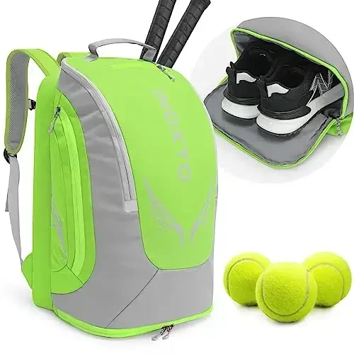 INOXTO 40L Tennis Backpack for Men & Women, Large Pickleball Bag With Independent Shoe Storage, Waterproof & Breathable, Holds 2 Tennis Rackets for Badminton, Travel & Camping - 1