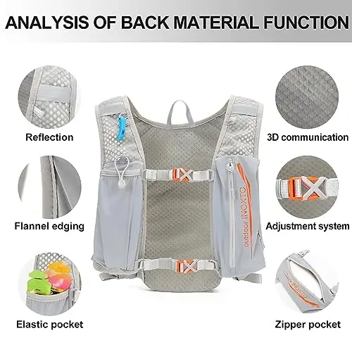 INOXTO Running Hydration Vest Backpack,Lightweight Insulated Pack with 1.5L Water Bladder Bag Daypack for Hiking Trail Running Cycling Race Marathon for Women Men - 3
