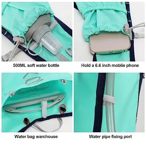 INOXTO Running Hydration Vest Backpack,Lightweight Insulated Pack with 1.5L Water Bladder Bag Daypack for Hiking Trail Running Cycling Race Marathon for Women Men - 4