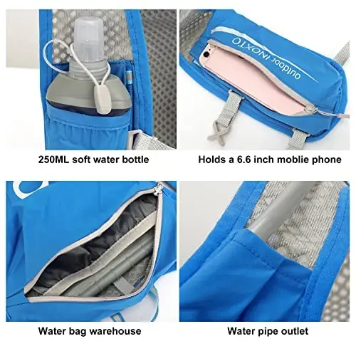 INOXTO Running Hydration Vest Backpack,Lightweight Insulated Pack with 1.5L Water Bladder Bag Daypack for Hiking Trail Running Cycling Race Marathon for Women Men - 2