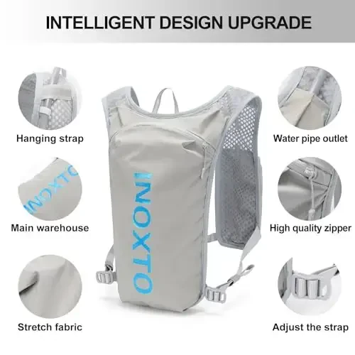 INOXTO Running Hydration Vest Backpack,Lightweight Insulated Pack with 1.5L Water Bladder Bag Daypack for Hiking Trail Running Cycling Race Marathon for Women Men - 2