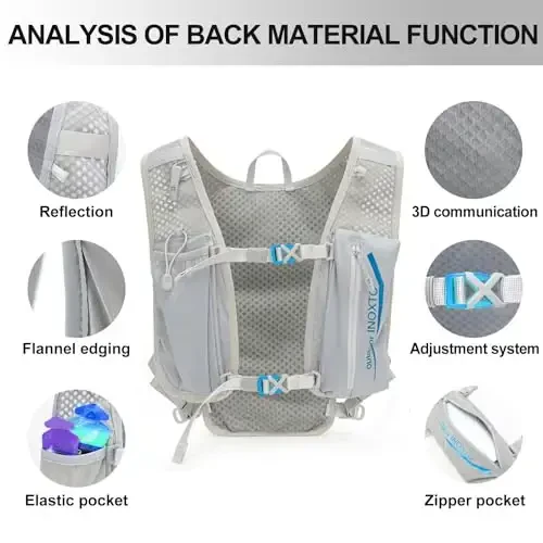 INOXTO Running Hydration Vest Backpack,Lightweight Insulated Pack with 1.5L Water Bladder Bag Daypack for Hiking Trail Running Cycling Race Marathon for Women Men - 3
