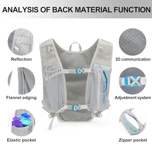 INOXTO Running Hydration Vest Backpack,Lightweight Insulated Pack with 1.5L Water Bladder Bag Daypack for Hiking Trail Running Cycling Race Marathon for Women Men - 3