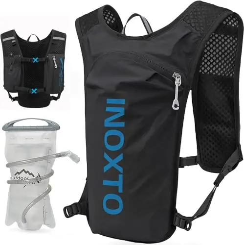 INOXTO Running Hydration Vest Backpack,Lightweight Insulated Pack with 1.5L Water Bladder Bag Daypack for Hiking Trail Running Cycling Race Marathon for Women Men - 1