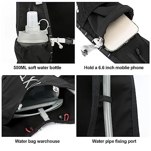 INOXTO Running Hydration Vest Backpack,Lightweight Insulated Pack with 1.5L Water Bladder Bag Daypack for Hiking Trail Running Cycling Race Marathon for Women Men - 2