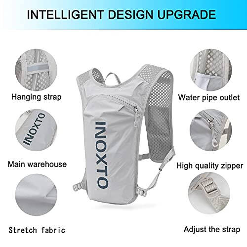 INOXTO Running Hydration Vest Backpack,Lightweight Insulated Pack with 1.5L Water Bladder Bag Daypack for Hiking Trail Running Cycling Race Marathon for Women Men - 2