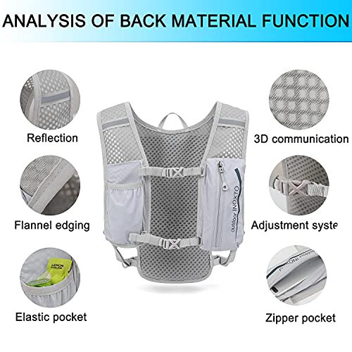 INOXTO Running Hydration Vest Backpack,Lightweight Insulated Pack with 1.5L Water Bladder Bag Daypack for Hiking Trail Running Cycling Race Marathon for Women Men - 3