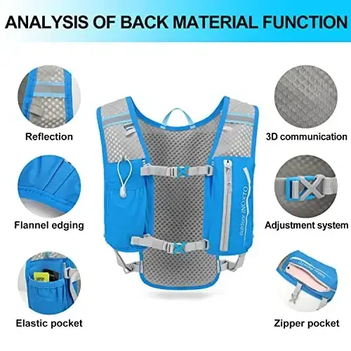 INOXTO Running Hydration Vest Backpack,Lightweight Insulated Pack with 1.5L Water Bladder Bag Daypack for Hiking Trail Running Cycling Race Marathon for Women Men - 3