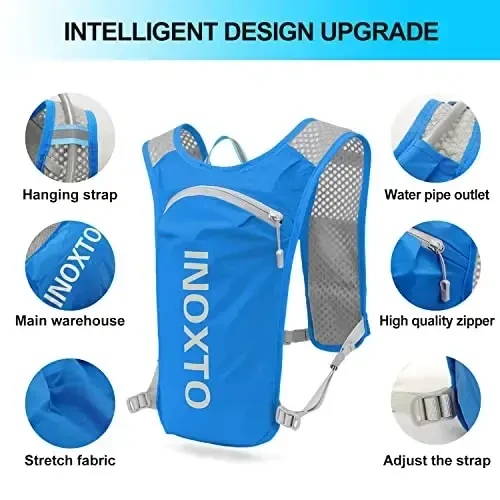 INOXTO Running Hydration Vest Backpack,Lightweight Insulated Pack with 1.5L Water Bladder Bag Daypack for Hiking Trail Running Cycling Race Marathon for Women Men - 4