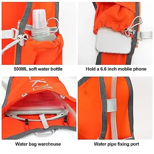 INOXTO Running Hydration Vest Backpack,Lightweight Insulated Pack with 1.5L Water Bladder Bag Daypack for Hiking Trail Running Cycling Race Marathon for Women Men - 2