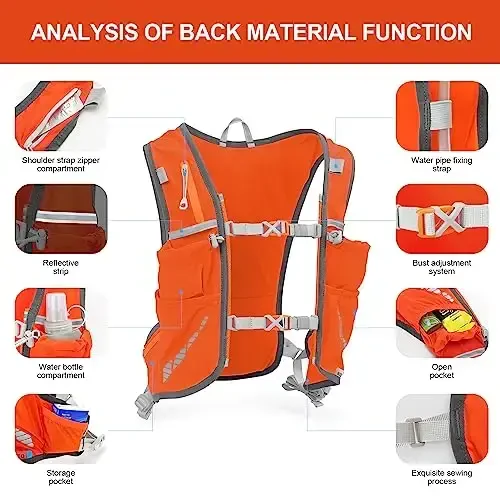 INOXTO Running Hydration Vest Backpack,Lightweight Insulated Pack with 1.5L Water Bladder Bag Daypack for Hiking Trail Running Cycling Race Marathon for Women Men - 3