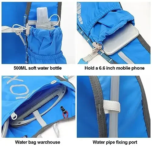 INOXTO Running Hydration Vest Backpack,Lightweight Insulated Pack with 1.5L Water Bladder Bag Daypack for Hiking Trail Running Cycling Race Marathon for Women Men - 2