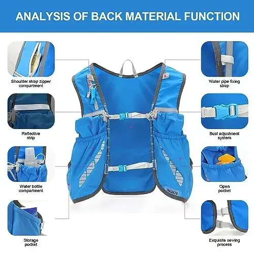 INOXTO Running Hydration Vest Backpack,Lightweight Insulated Pack with 1.5L Water Bladder Bag Daypack for Hiking Trail Running Cycling Race Marathon for Women Men - 3