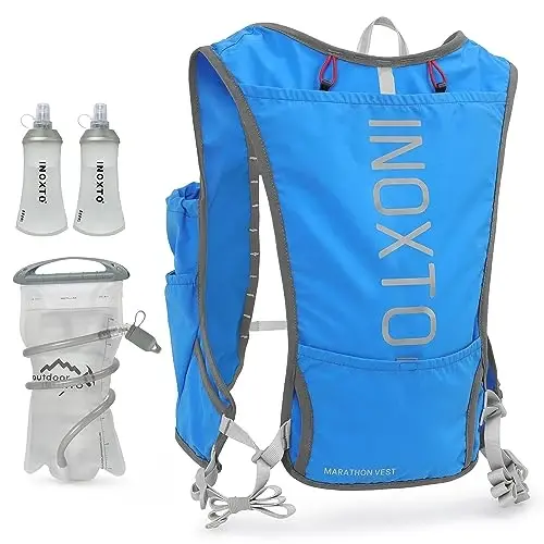 INOXTO Running Hydration Vest Backpack,Lightweight Insulated Pack with 1.5L Water Bladder Bag Daypack for Hiking Trail Running Cycling Race Marathon for Women Men 